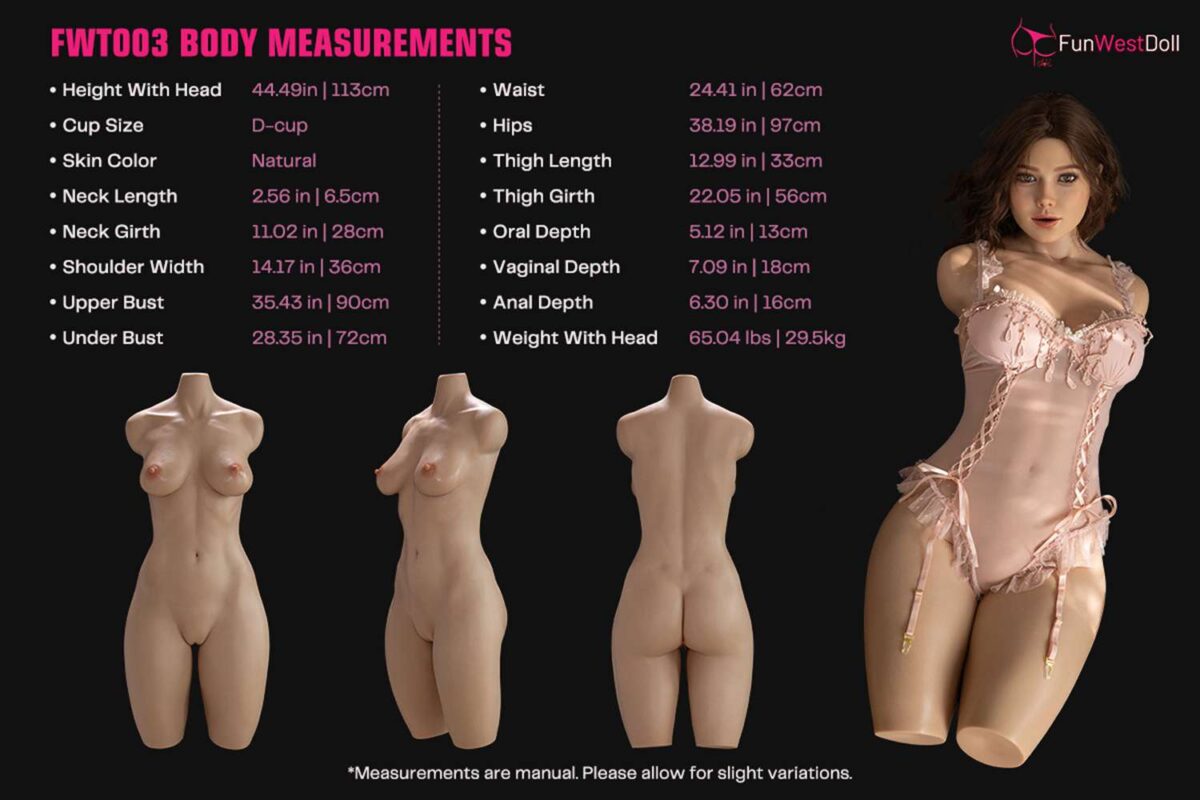 113cm 44 5in D Cup Full Silicone Sex Doll Torso Rose 2